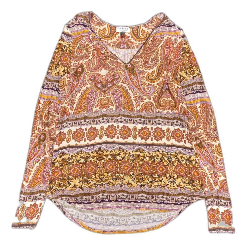 ANTHROPOLOGIE Velvet by Graham & Spencer Chiara Jersey Tunic Paisley Print XL